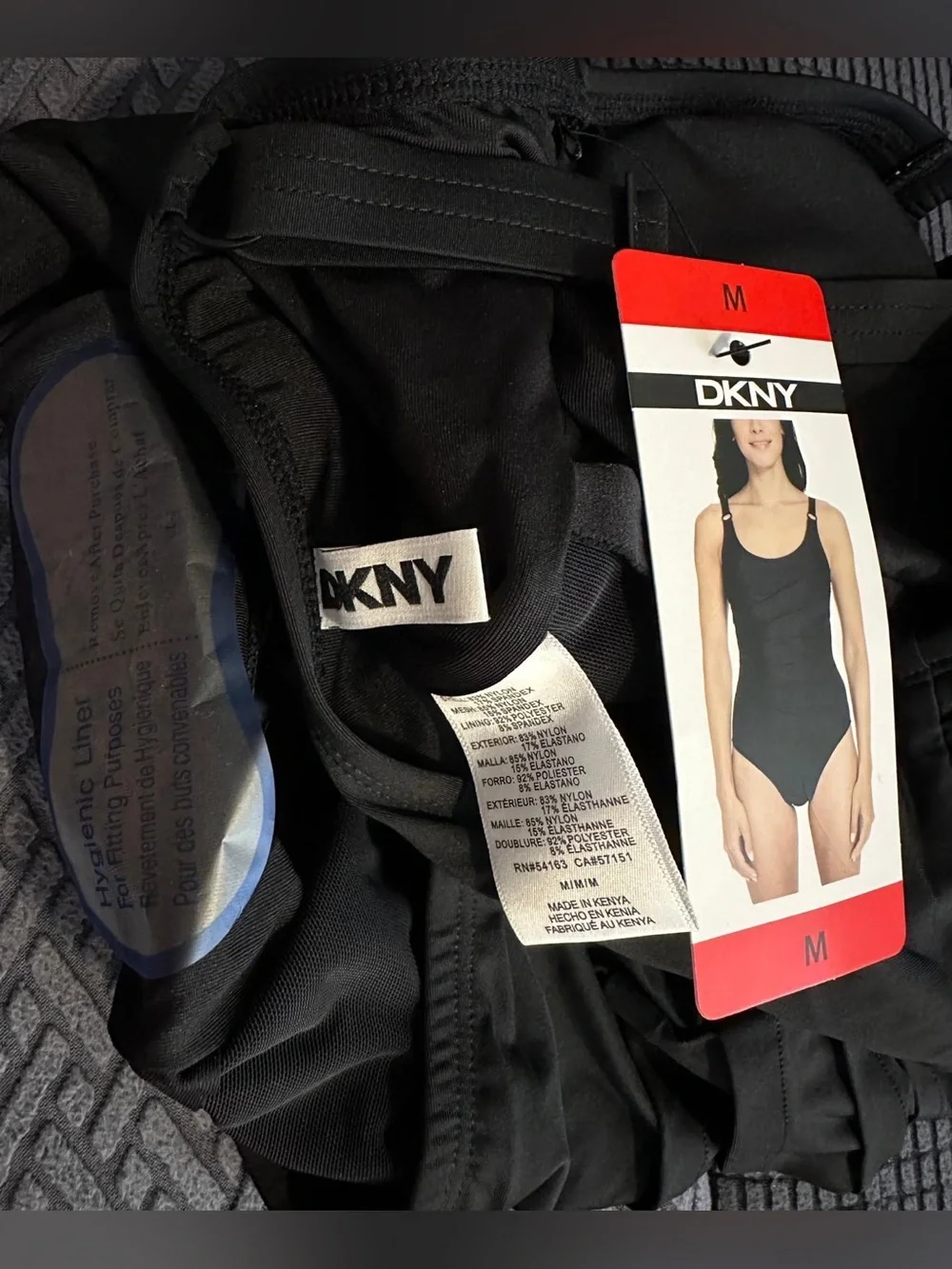 DKNY Women One Piece Swimwuit with Tummy Control Medium Black NWT - Picture 10 of 11